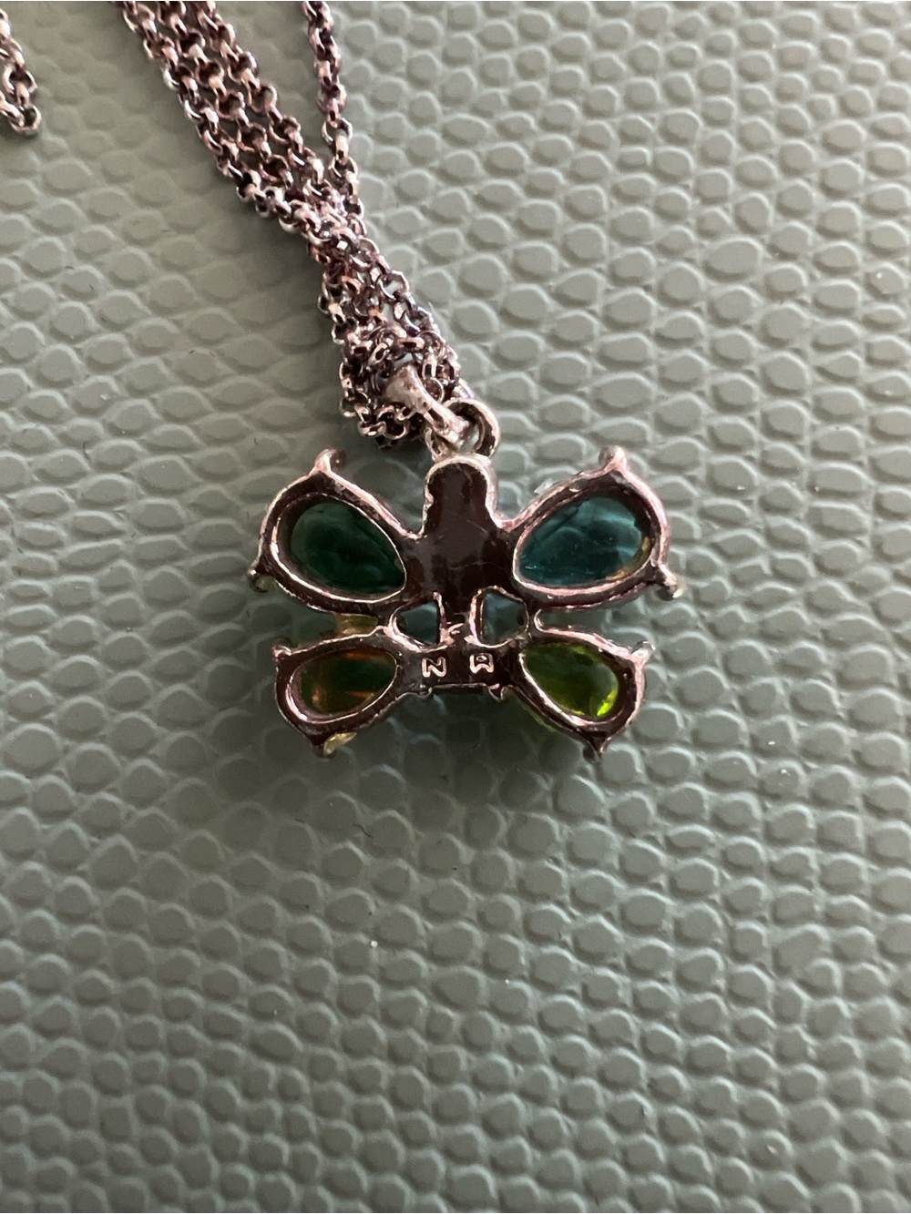 Avon Butterfly Green Crystal Pendant Necklace. Dbl strand. NIB. Pretty!!! - Picture 5 of 8